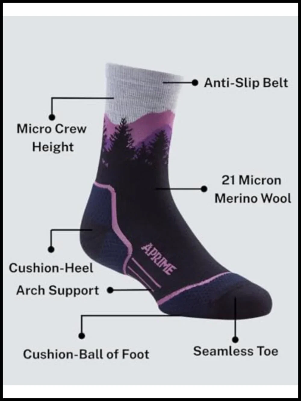 Merino Wool Hiking Socks Micro Crew Moisture Wicking Anti-Blister Men Women